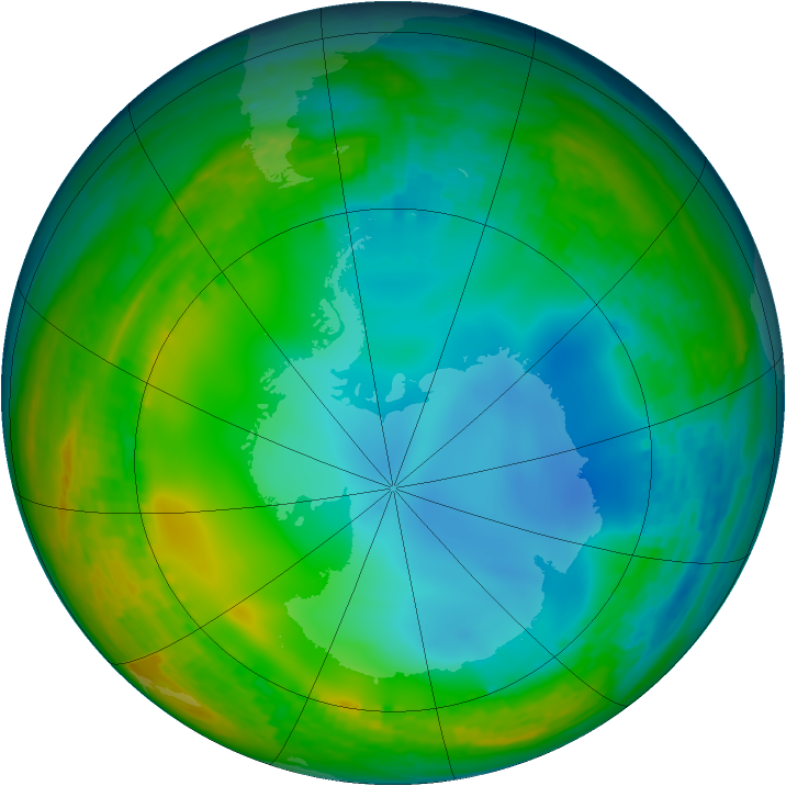 Antarctic ozone map for 30 June 2001